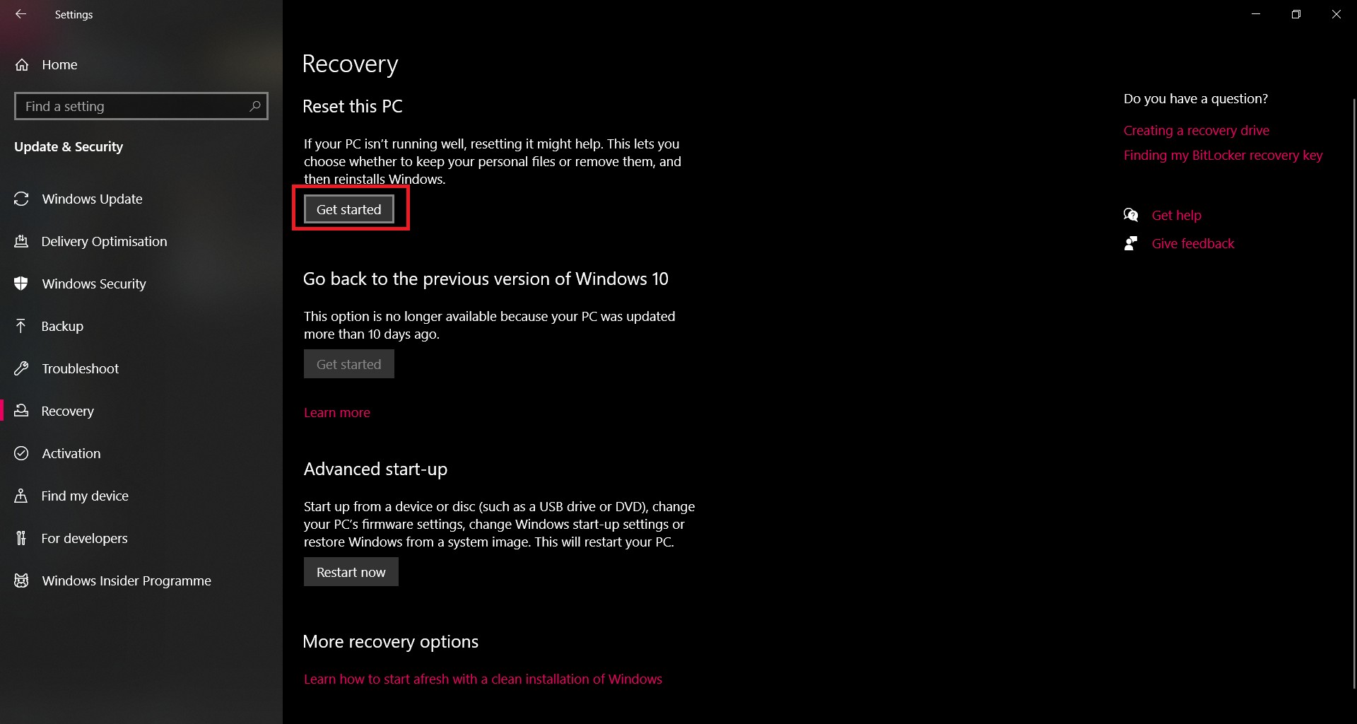 Windows 10のフレッシュスタート(PCリセット)でクリーンに再インストールする方法