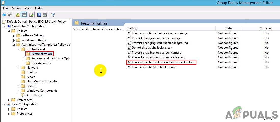 Windows Server 2012 R2で背景色とアクセントカラーを指定・固定する方法