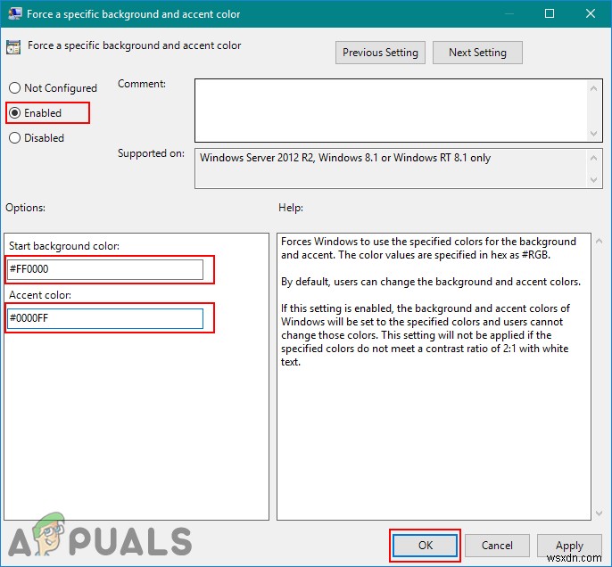 Windows Server 2012 R2で背景色とアクセントカラーを指定・固定する方法