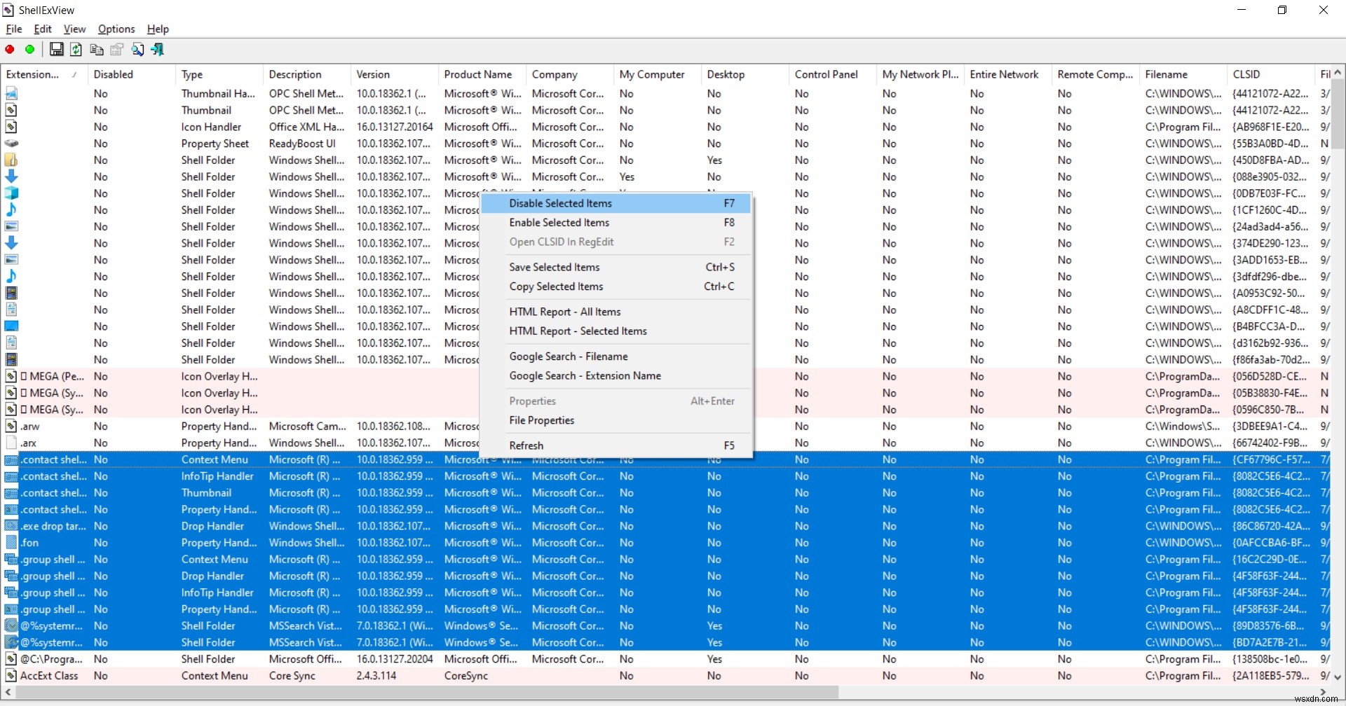 ShellExViewでWindows 10の右クリックメニュー（コンテキストメニュー）表示を高速化する方法