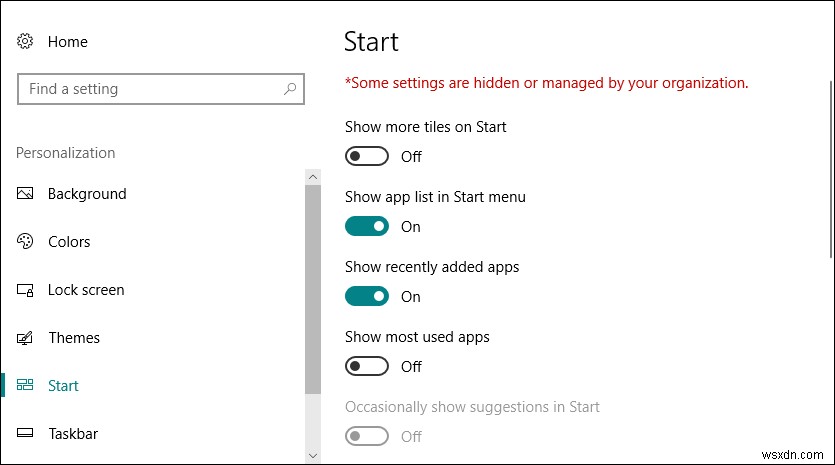 Windows 10でスタートメニューの背景のカスタマイズを無効にする2つの方法