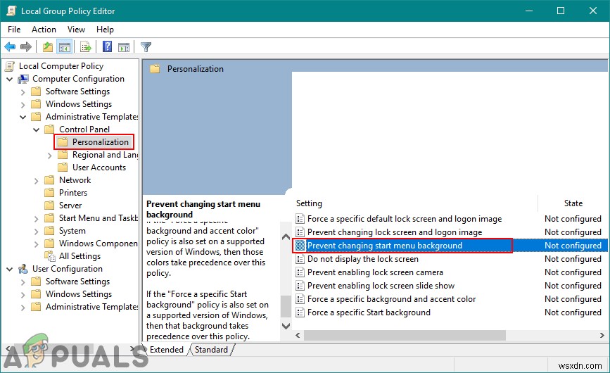 Windows 10でスタートメニューの背景のカスタマイズを無効にする2つの方法