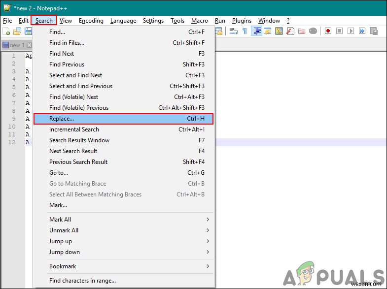 Notepad++で文字列・文字・記号を検索して改行に置き換える方法