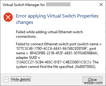 【解決法】Windows 10のHyper-Vで仮想スイッチのプロパティ適用エラーが発生する場合の対処方法