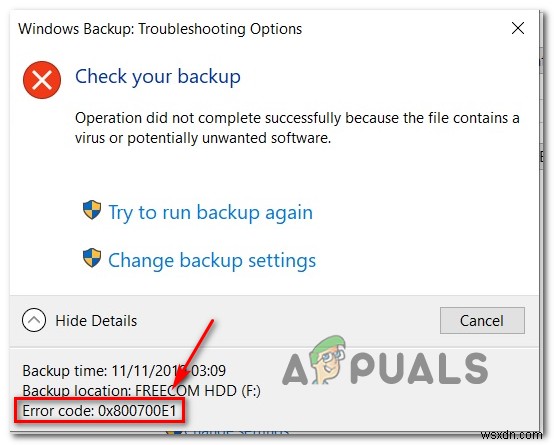Windowsバックアップがエラーコード0x800700E1で失敗する原因と対処法
