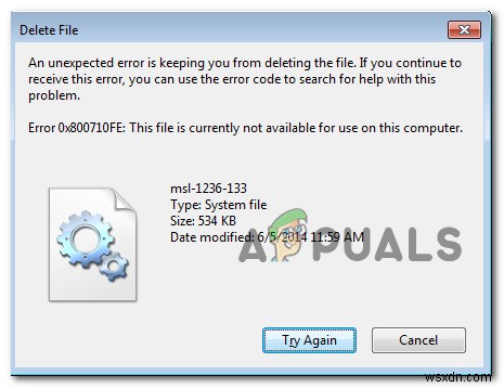 Windowsでファイル削除時に発生するエラー0x800710FEの対処法5選