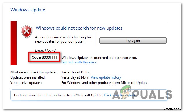 Windows Updateエラー8000FFFの原因と簡単な解決方法