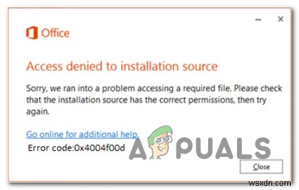 Officeエラー0x4004f00d「インストール ソースにアクセスできません」の原因と対処法