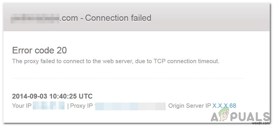 エラーコード20「TCP接続タイムアウトによりプロキシがWebサーバーに接続できませんでした」の原因と解決策
