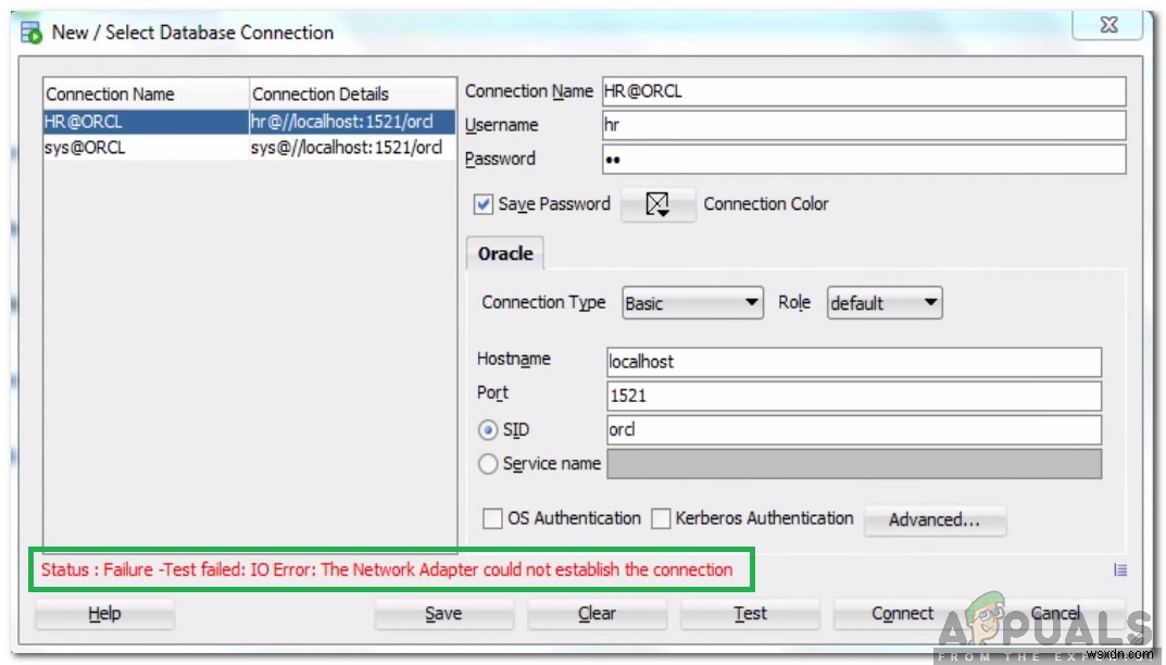 Oracle SQLで「IOエラー:ネットワークアダプターは接続を確立できませんでした」が発生したときの対処法