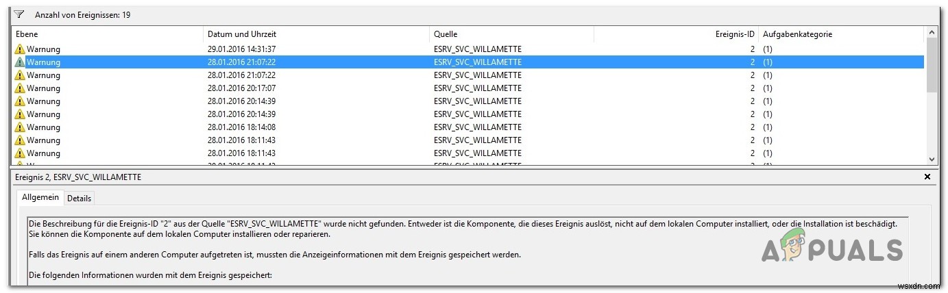 ESRV_SVC_WILLAMETTEのイベントビューアエラーを修正する方法