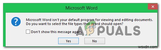 「Wordはドキュメントの表示・編集用の既定プログラムではありません」と表示される問題を解決する方法