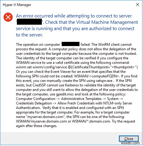 リモートのHyper-V Server 2019に接続できない問題を解決する方法