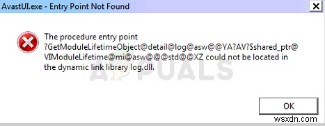 「AvastUI.exe」エントリポイントが見つかりませんエラーの解決方法
