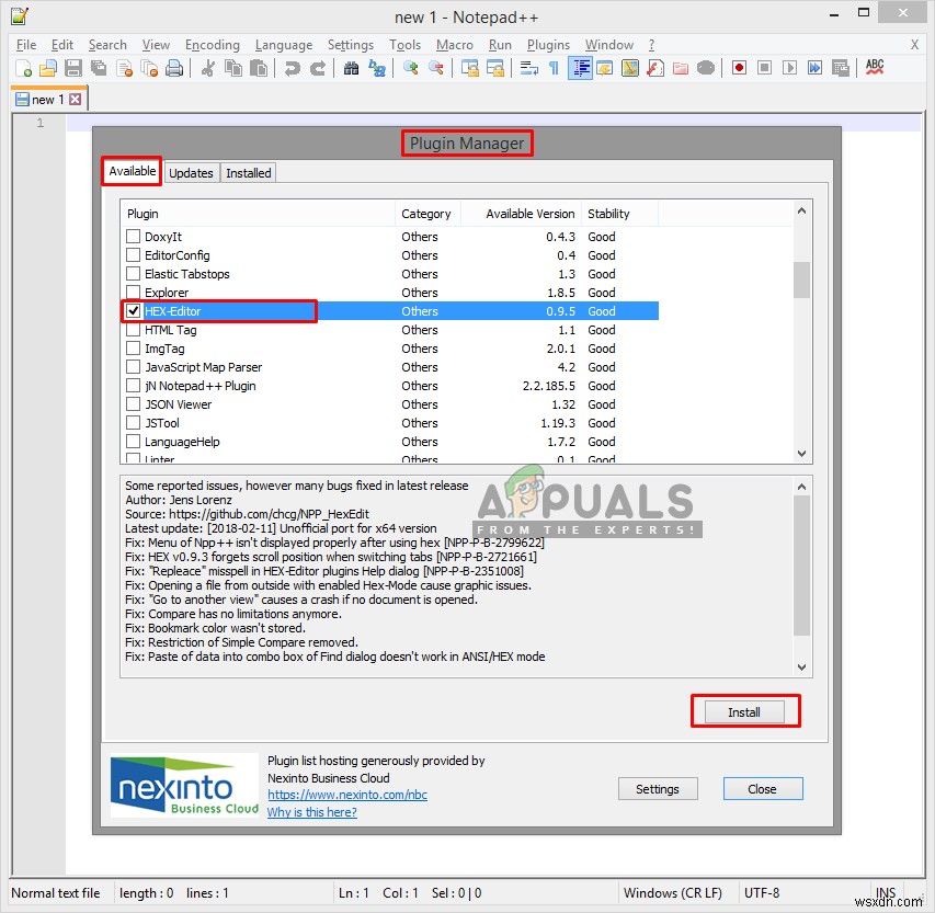Notepad++にHexEditorプラグインをインストールする方法