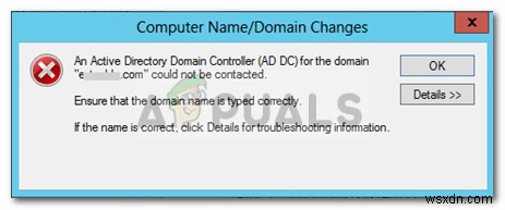 【解決方法】「ドメインのActive Directoryドメインコントローラーに接続できませんでした」エラーの修正