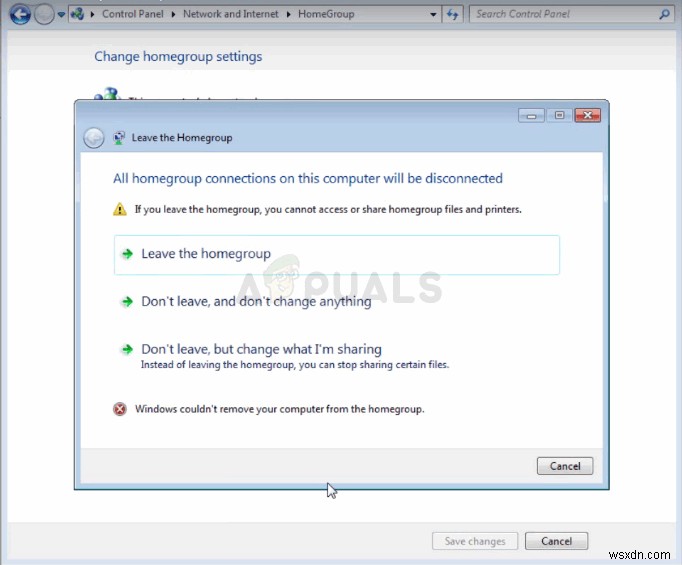 「Windowsがコンピューターをホームグループから削除できませんでした」エラーの対処法