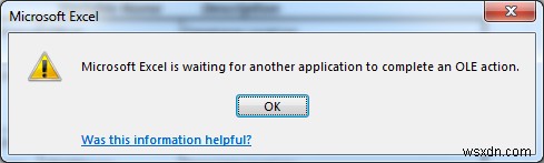 【解決策】「Microsoft Excelは別のアプリケーションがOLEアクションを完了するのを待っています」エラーの対処法