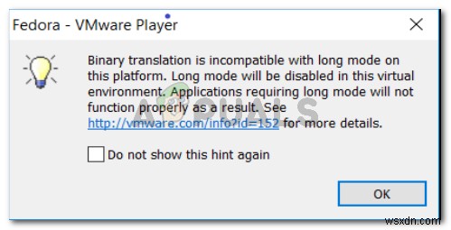 VMwareで「バイナリ変換はロングモードと互換性がありません」エラーが出る原因と対処法