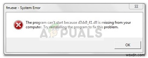 【修正】「d3dx9_41.dll が見つかりません」エラーの解決方法