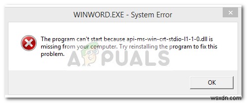 【解決法】「api-ms-win-crt-stdio-l1-1-0.dll が見つかりません」エラーの直し方