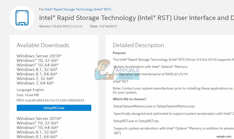 「Intel RSTサービスが実行されていません」エラーの直し方