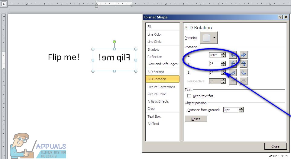 Wordでテキストをミラーリング（反転）表示する方法