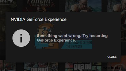 「問題が発生しました。GeForce Experienceを再起動してください」エラーの解決方法