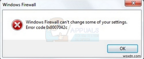Windowsファイアウォールエラー0x8007042cの修正方法