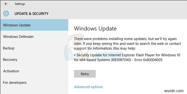 Windows Updateのエラーコード0x80004005を修正する方法