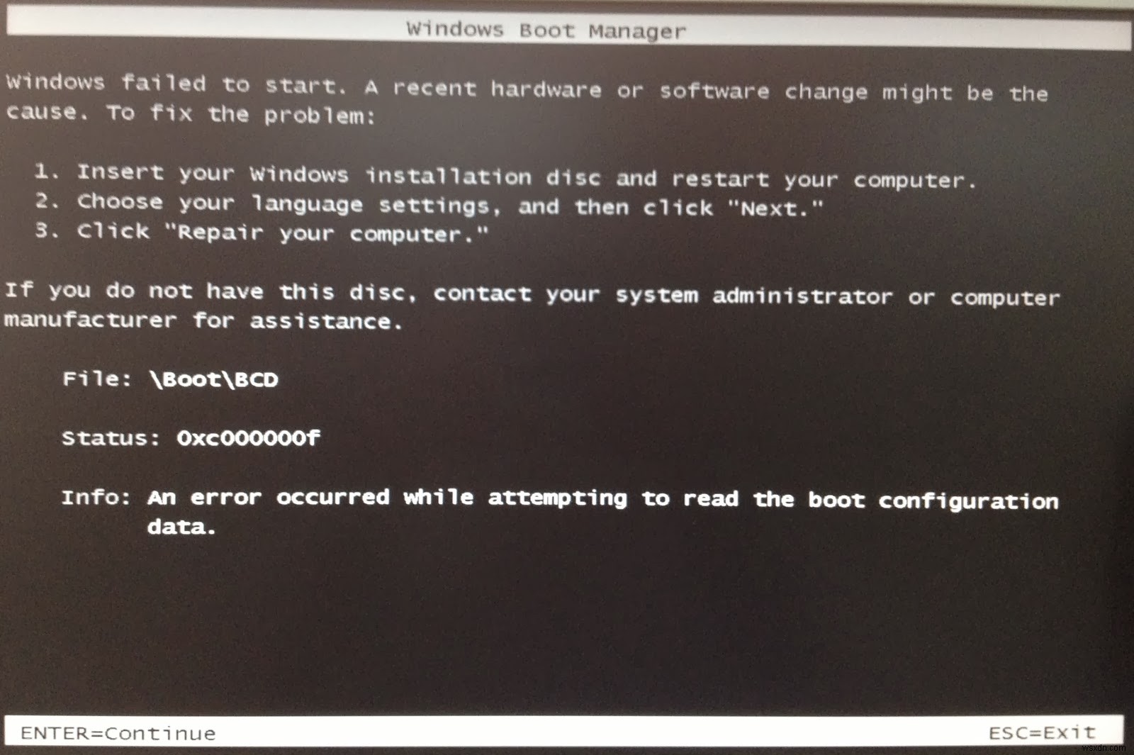 Windowsのブートエラー0xc000000fを解決する5つの方法