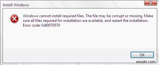 エラー0x80070570の修正方法|Windowsインストール時に必要なファイルをインストールできない場合の対処法