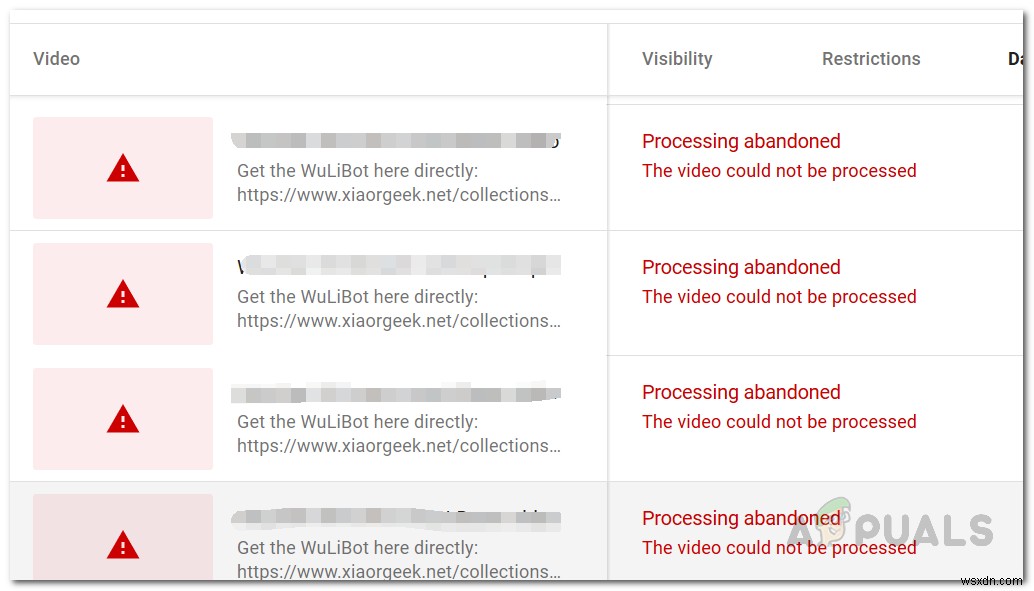 YouTubeの「処理が中止されました。動画を処理できませんでした」エラーの解決方法