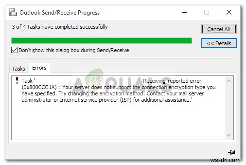 Microsoft Outlookのエラー0x800ccc1aを修正する方法