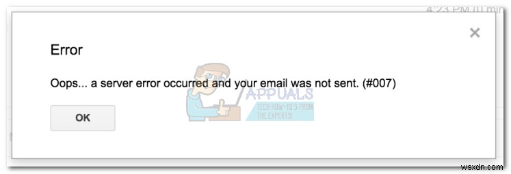 Gmailエラー#007の解決方法:「おっと…サーバーエラーが発生し、メールが送信されませんでした」と表示される場合の対処法