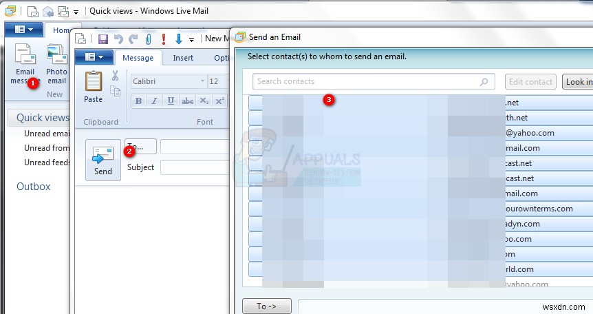 Windows Live Mail 2012で複数の宛先にメールを一括送信する方法