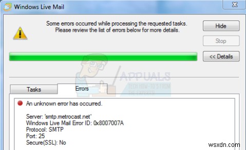 修正:Windows Live Mailで「不明なエラーが発生しました」と出たときの対処法
