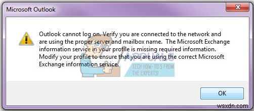 Outlookログオンエラーの解決法：「ネットワークに接続して、適切なサーバーとメールボックス名を使用していることを確認してください」と表示されたときの対処
