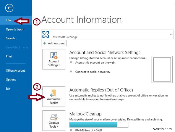 Outlook 2013/2016/2010で不在時の自動返信を設定する方法【アカウント別に解説】