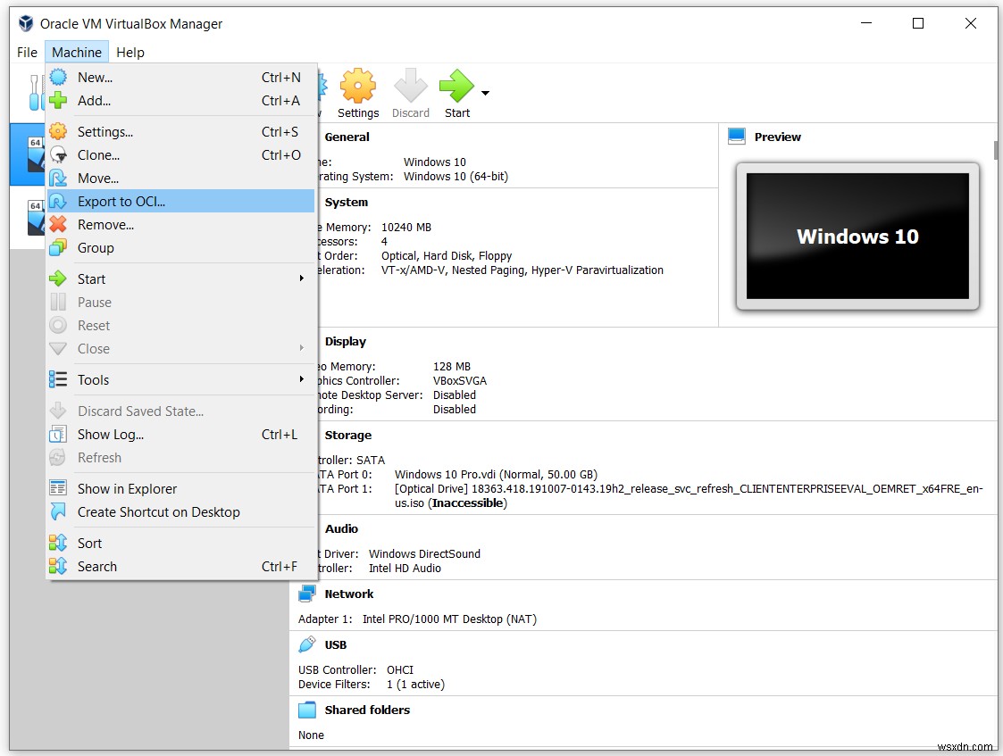 Oracle VM VirtualBoxの仮想マシンをOVAファイルにエクスポートする方法