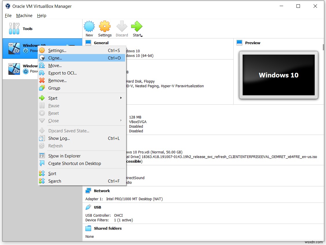 Oracle VM VirtualBoxで仮想マシンのクローンを作成する方法