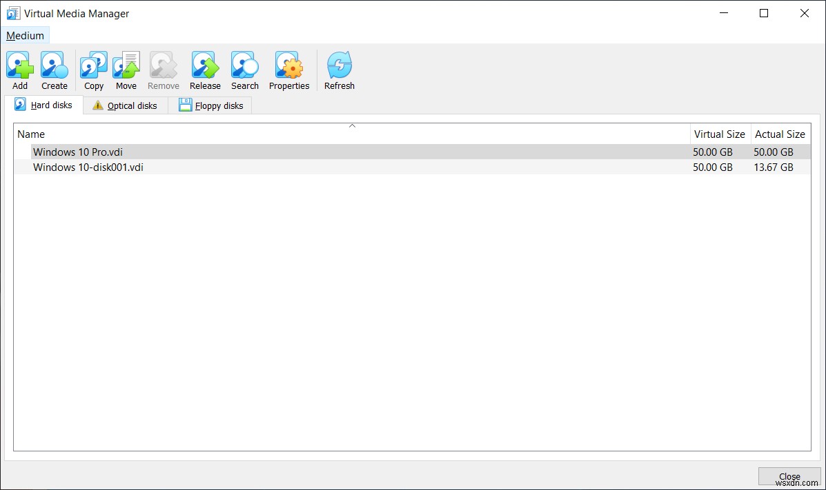 Oracle VM VirtualBoxの仮想メディアマネージャー(Virtual Media Manager)の使い方