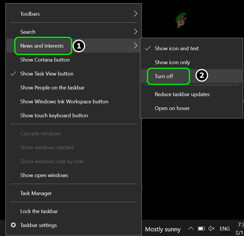 【Windows 10】タスクバーの天気・ニュース(ニュースと関心事項)を削除・無効化する方法