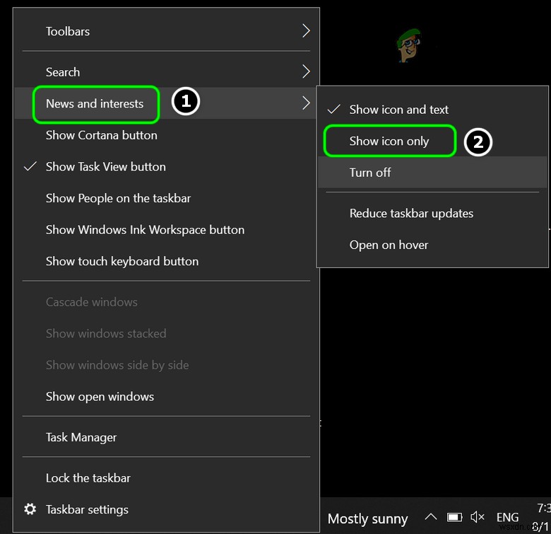 【Windows 10】タスクバーの天気・ニュース(ニュースと関心事項)を削除・無効化する方法