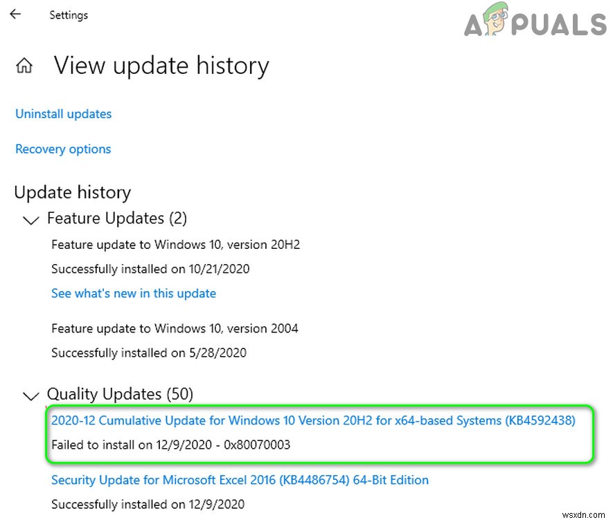 Windows 10更新プログラムKB4592438がインストールできないときの対処法