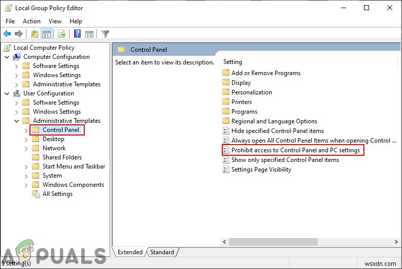 Windows 10でコントロールパネルと設定アプリへのアクセスを無効にする方法