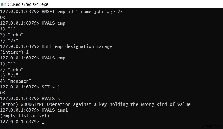 Redis HVALSコマンド – ハッシュに含まれるすべての値を取得する方法