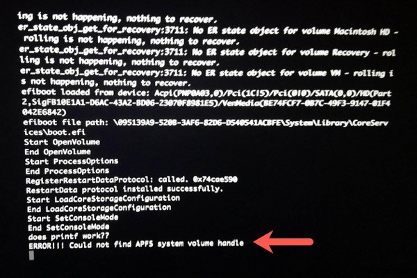 【解決済み】「APFSシステムボリュームハンドルが見つかりません」エラーの原因と対処法