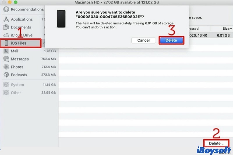 MacのiOSファイルを削除してストレージ容量を解放する方法