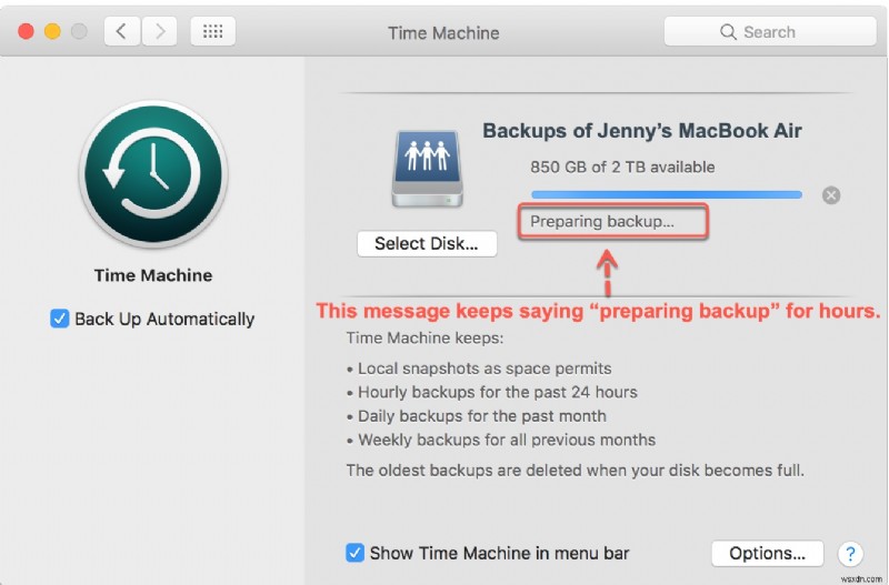 Time Machineが「バックアップを準備中」で止まる問題の原因と解決方法